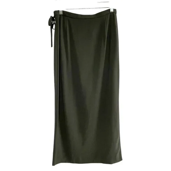 Vintage Giorgio Armani 100% Wool Gray Maxi Wrap Skirt Lined Italian EU 42 / US 6 - Picture 4 of 16